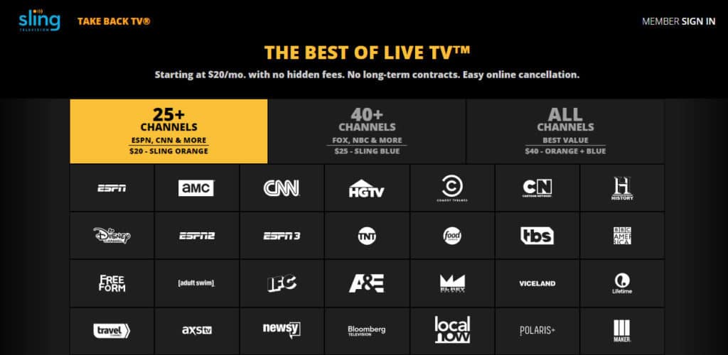 sling tv packages 2020